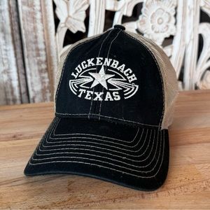 Vintage Luckenbach Texas Trucker Hat Embroidered Star Strap Back One Size Black